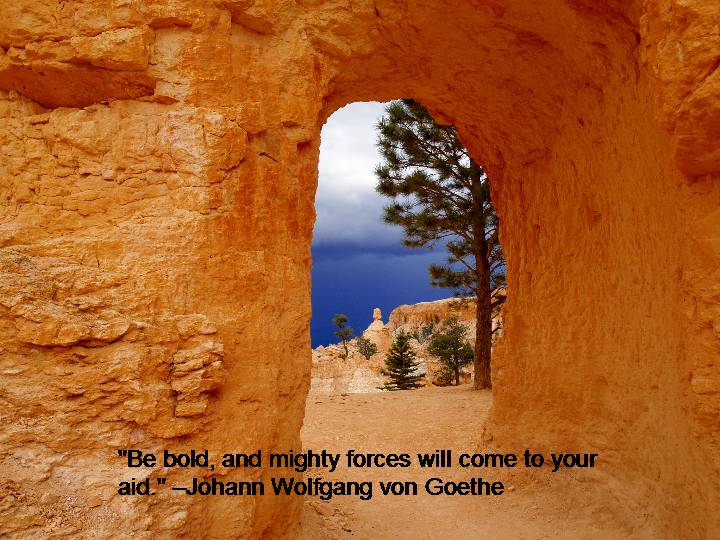 Be bold and mighty forces will come to your aid. Johann Wolfgang Von Goethe