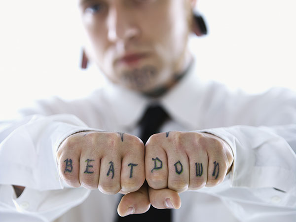 Beat Down Knuckle Tattoo For Men