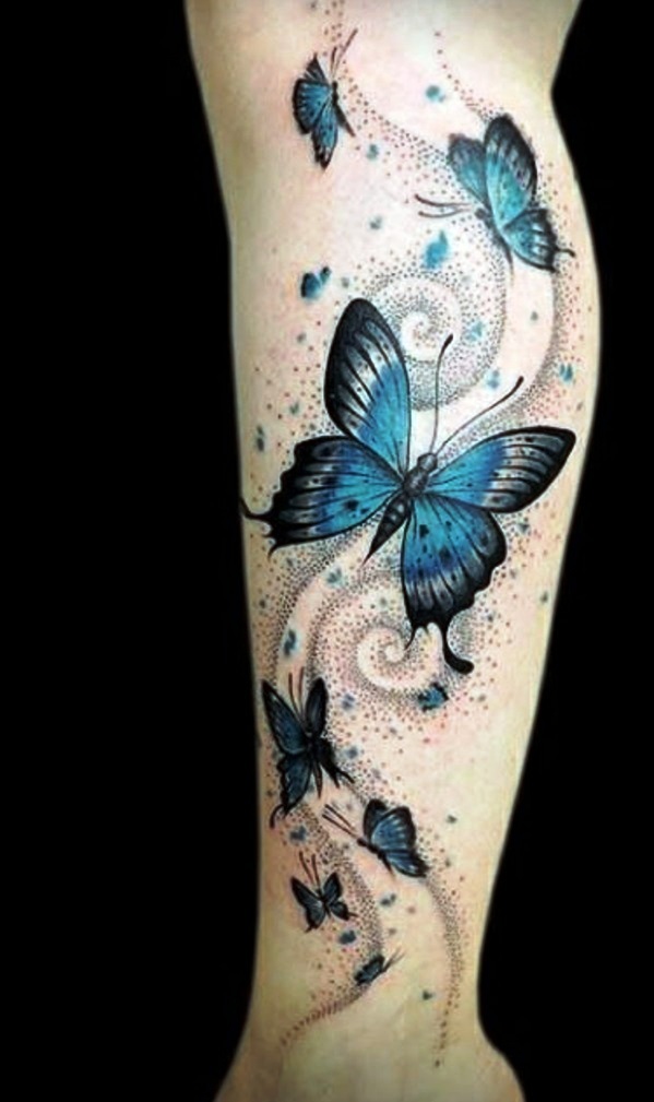 Beautiful Butterflies Tattoo On Leg