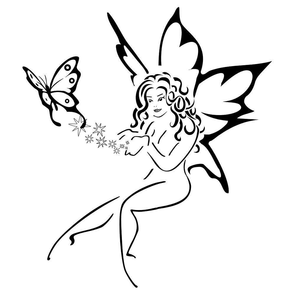 Beautiful Butterfly Girl Tattoo Design
