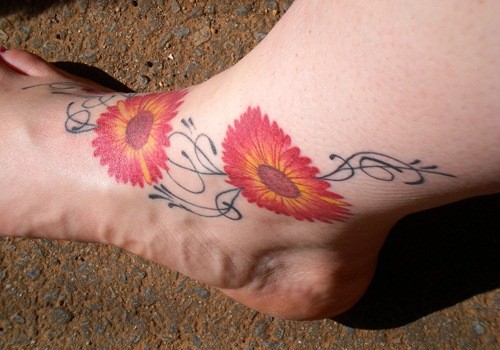 Beautiful Daisy Ankle Tattoo For Girls
