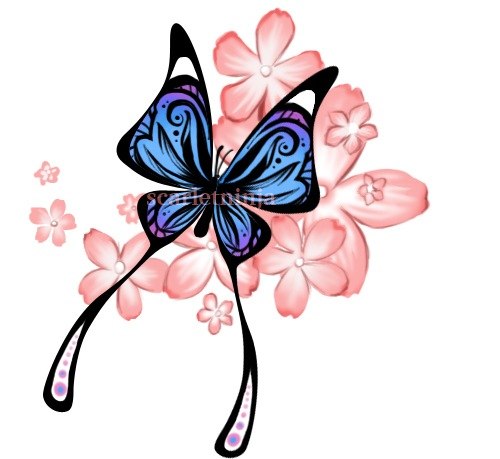 Beautiful Flowers With Butterfly Tattoo Design