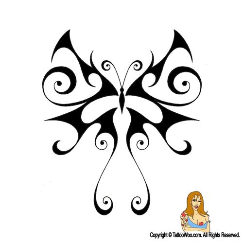 Beautiful Tribal Butterfly Tattoo Stencil