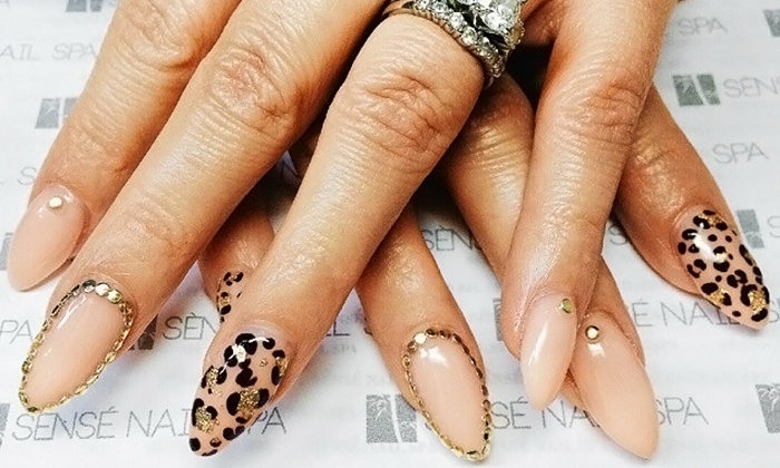 Beige Gel And Leopard Print Nail Art