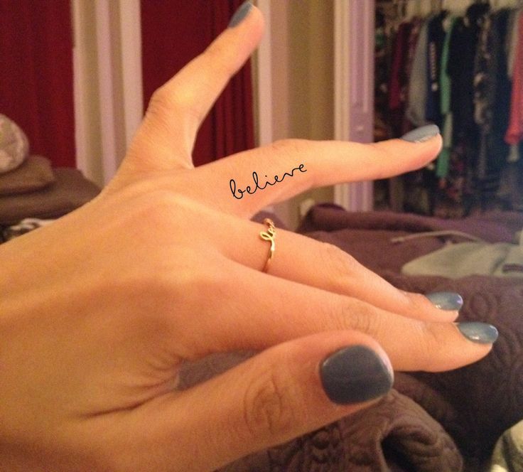 Believe Inner Finger Tattoo For Girls