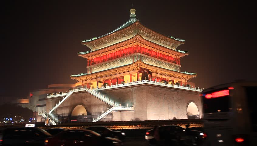 Bell Tower Of Forbidden City At Night