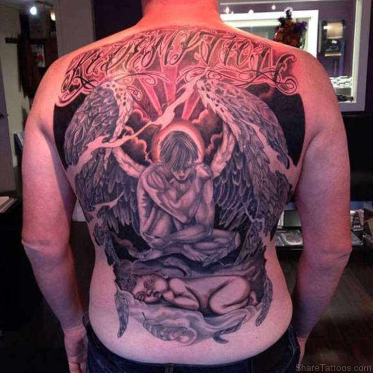 Best Angel Full Back Tattoo For Men