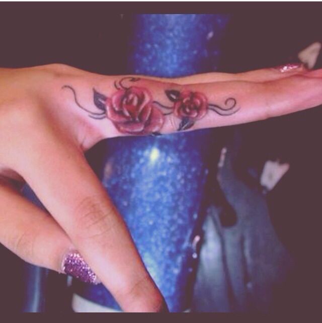 Best Red Roses Tattoo On Finger