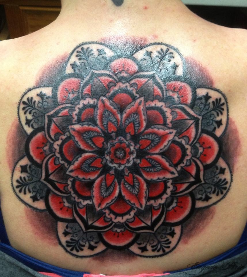 Big Color Mandala Flower Tattoo For Woman