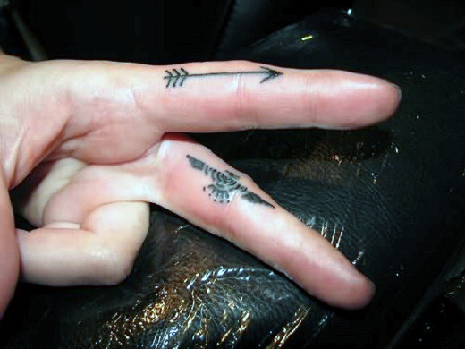 Bird Arrow Inner Finger Tattoos