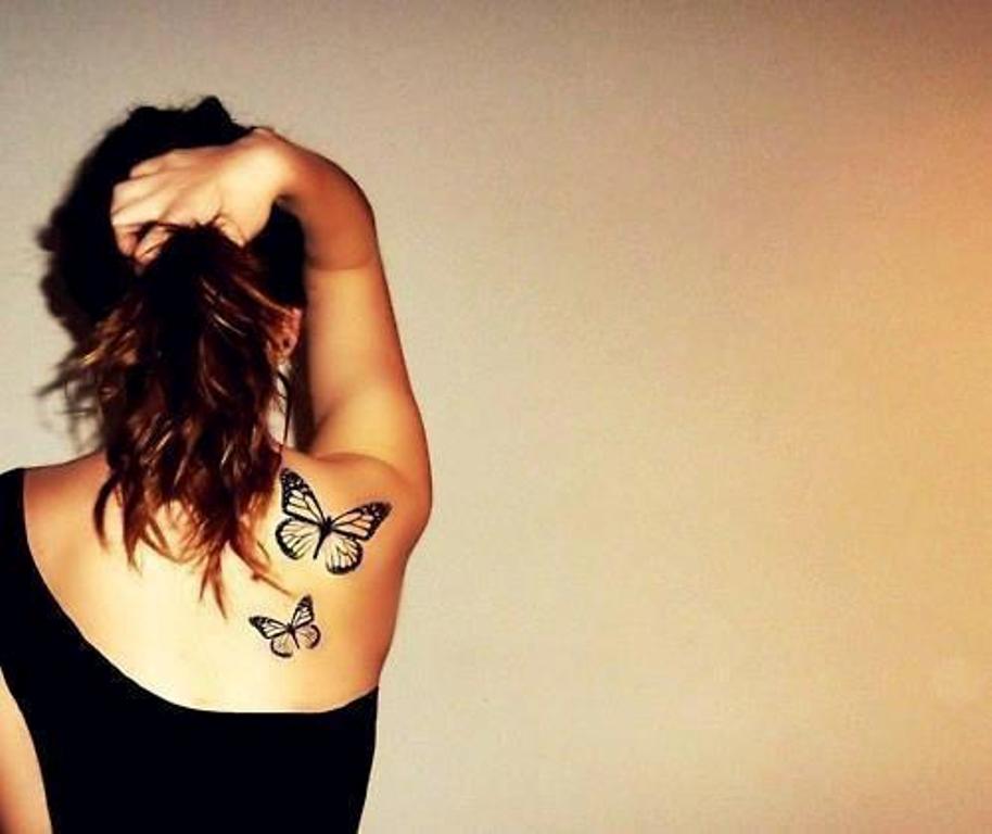Black Butterflies Tattoo For Girls
