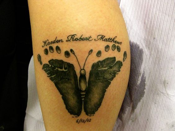 28+ Butterfly Footprints Tattoos Ideas
 Baby Footprint Memorial Tattoos