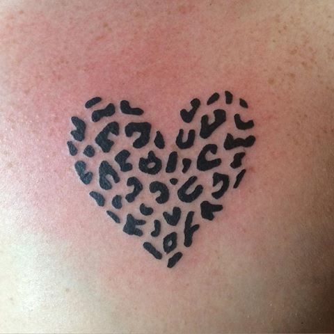Black Cheetah Print Heart Tattoo