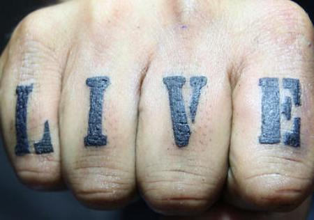 Black Live Word Fingers Tattoo