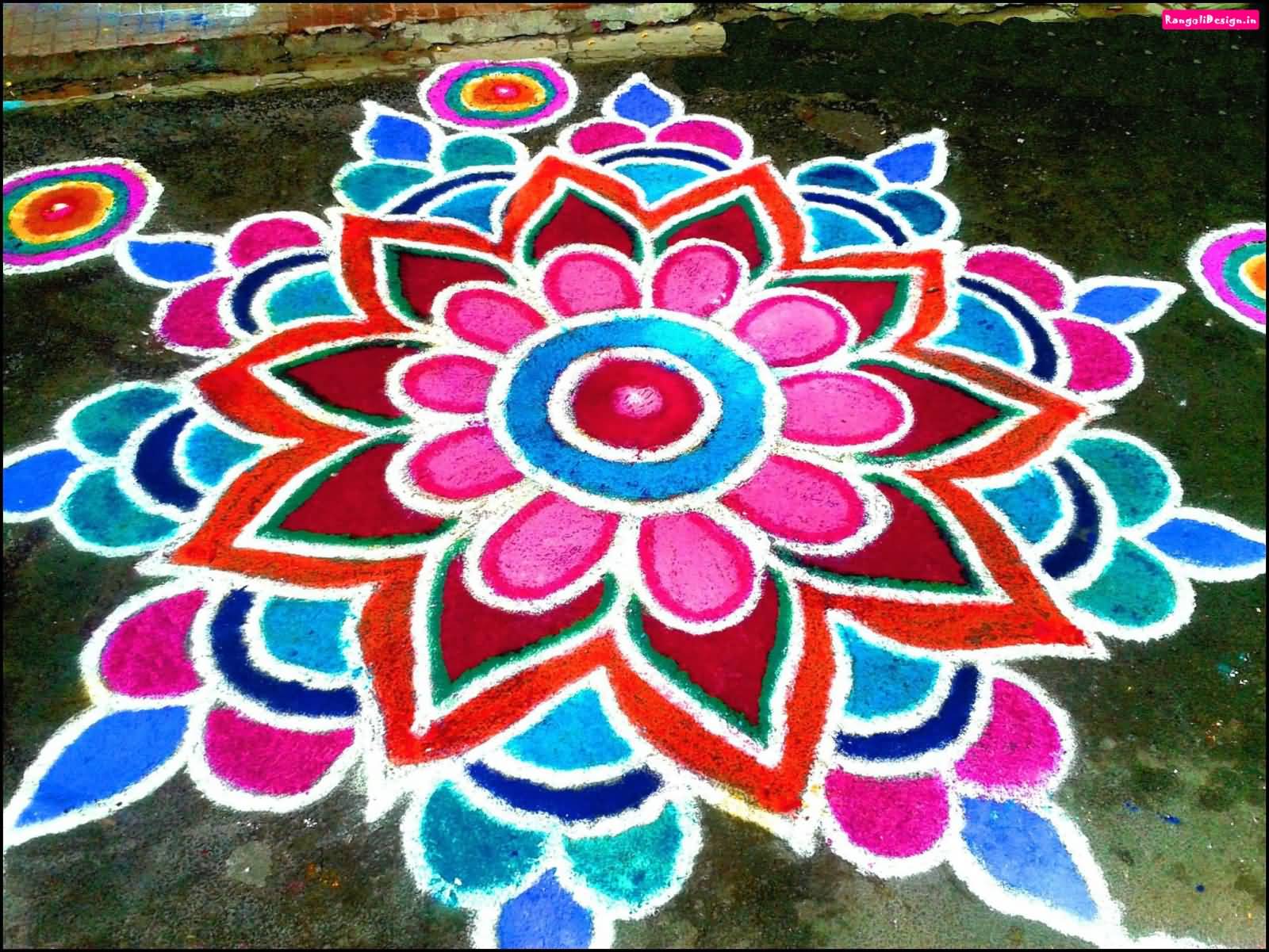 Blossom Flower Rangoli Design For Diwali