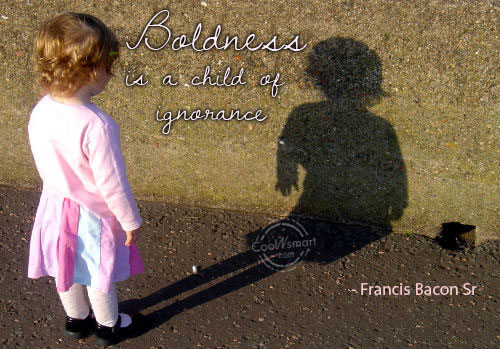 Boldness is a child of ignorance. Francis Bacon Sr