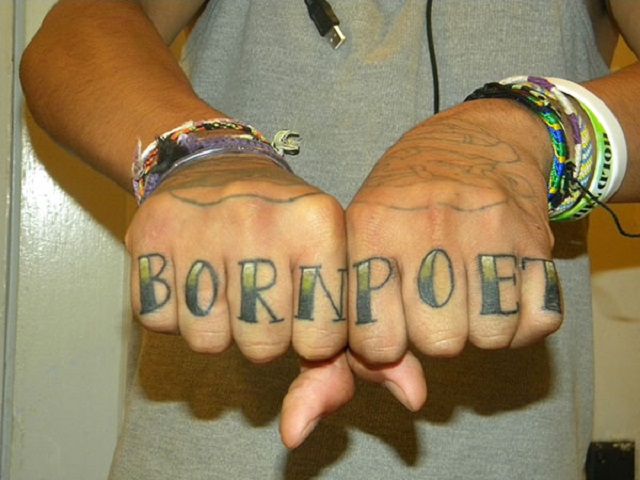 Born Poet knuckle Tattoo Ideas On Hands
