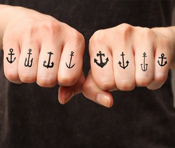Both Hand Knuckle Anchors Tattoo For Men