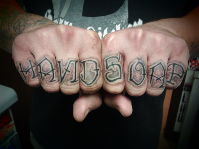 Both Hand Knuckle Soap Tattoo