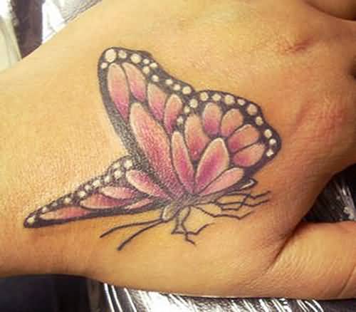 Butterfly Side Hand Tattoo
