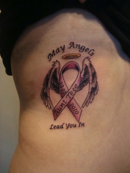 Cancer Angel Wings Memorial Tattoo For Aunt Tese