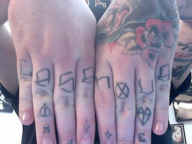 Case Nova Words Tattoo On Both Hand Fingers