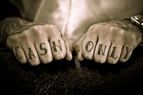 Cash Only Knuckle Tattoo For Men