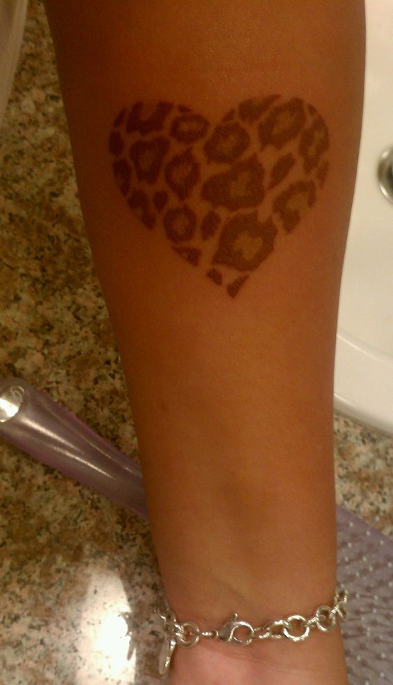 Cheetah Heart Forearm Tattoo For Girls