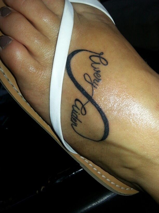Child Names Infinity Tattoo On Foot
