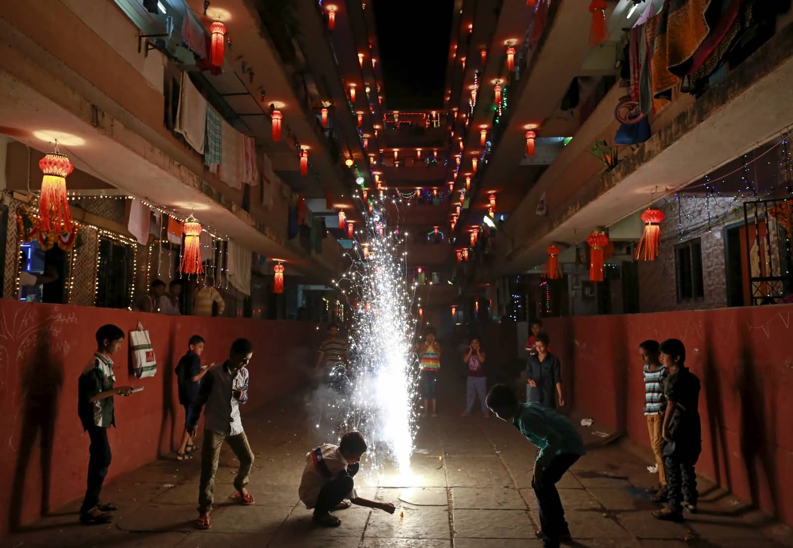 Children Play With Firecrackers During Diwali Celebrations
