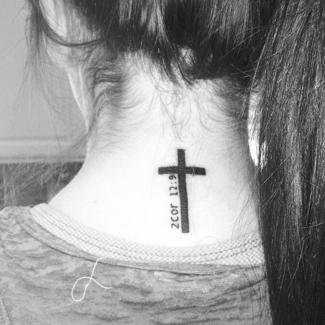 Christian Bible Verse Tattoo On Girl Nape