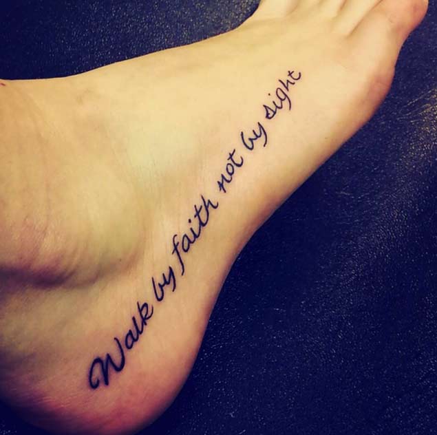 Christian Quote Tattoo On Foot