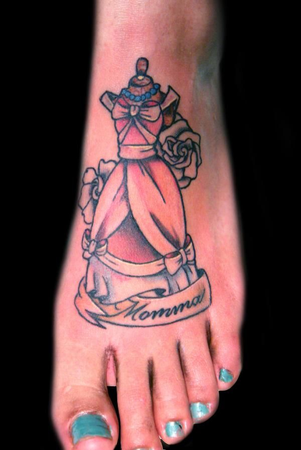 Cinderella Dress Memorial Foot Tattoo For Mom