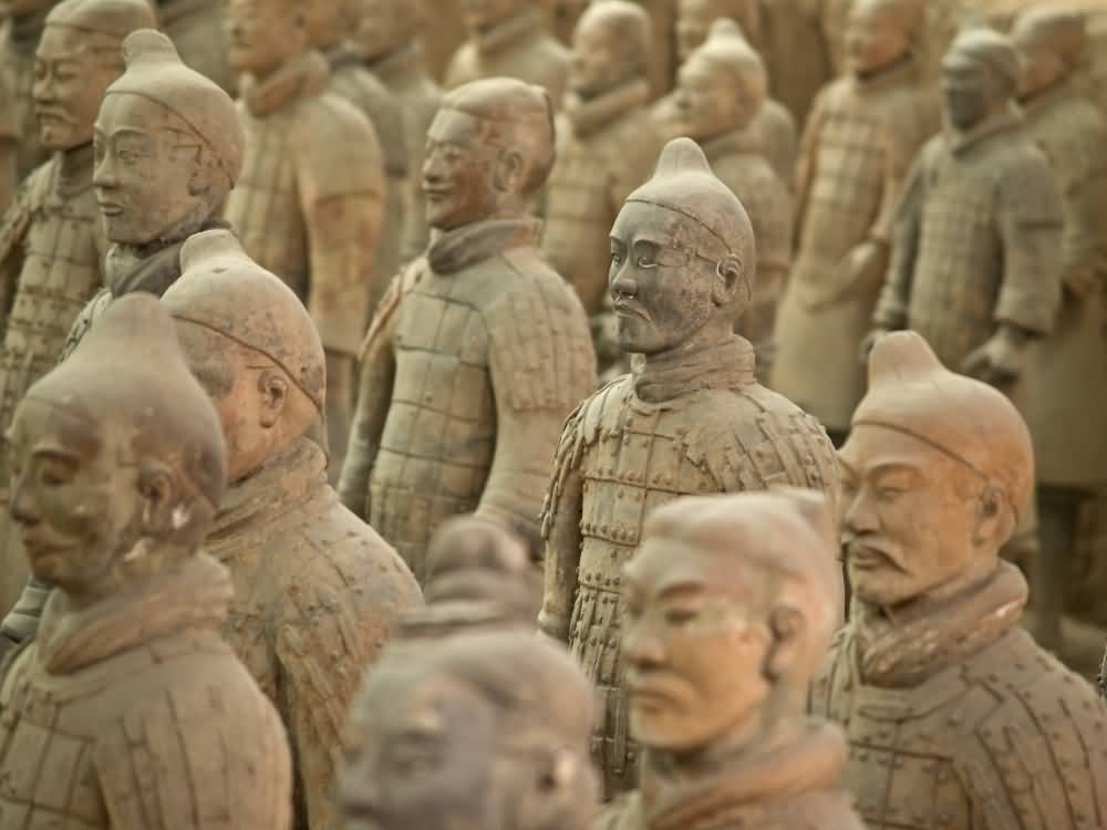 Closeup Of Terracotta Soldiers In Museum In Xi'an, China