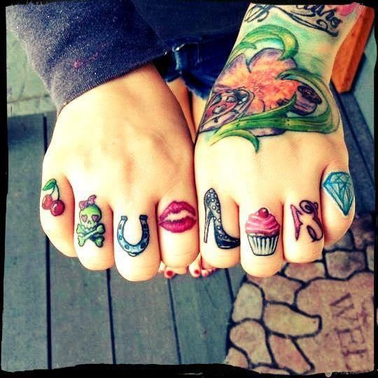 Color Knuckle Symbols Tattoo For Girls