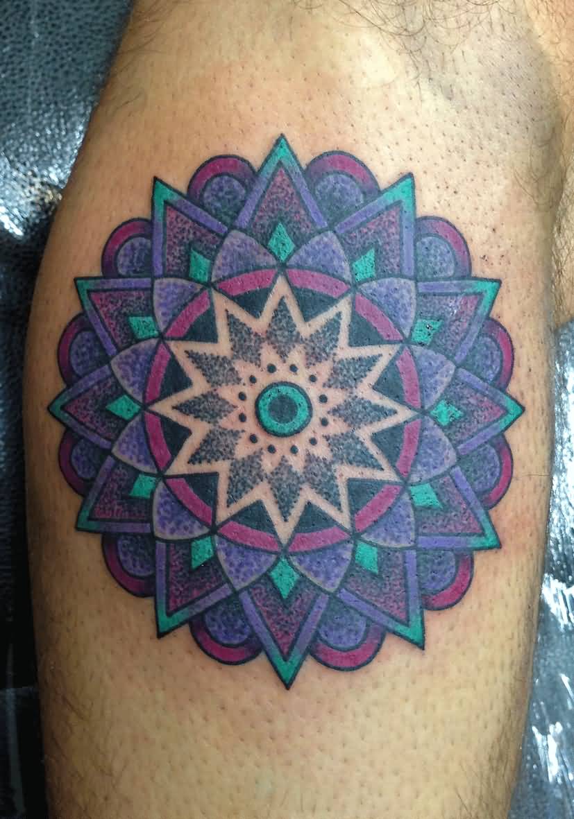 Color Mandala Eye Flower Tattoo