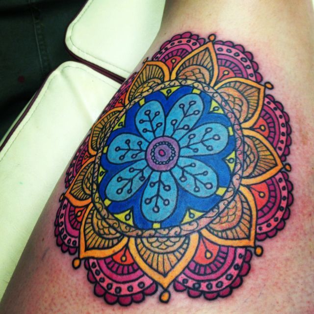 Color Mandala Flower Tattoo