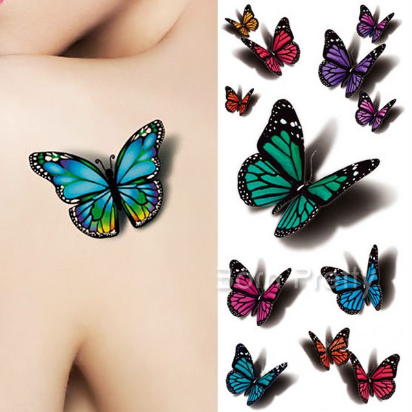 Colorful 3D Butterfly Tattoo And Designs