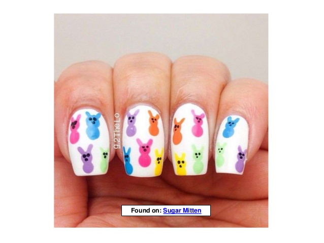 Colorful Easter Bunny Stickers Nail Art