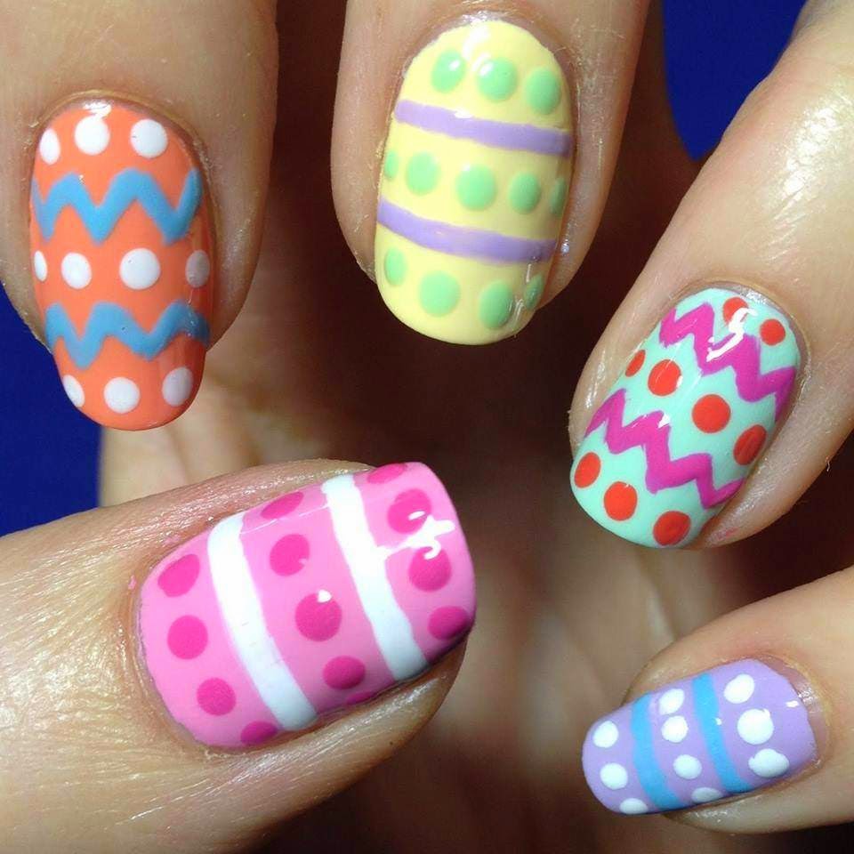 Colorful Easter Eggs Nail Art Design