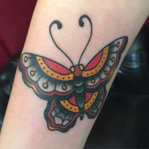 Colorful Traditional Butterfly Tattoo