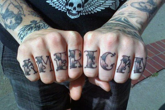 Cool American Knuckle Tattoo For Men