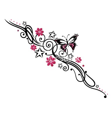 Cool Butterfly Swirls Tattoo Design