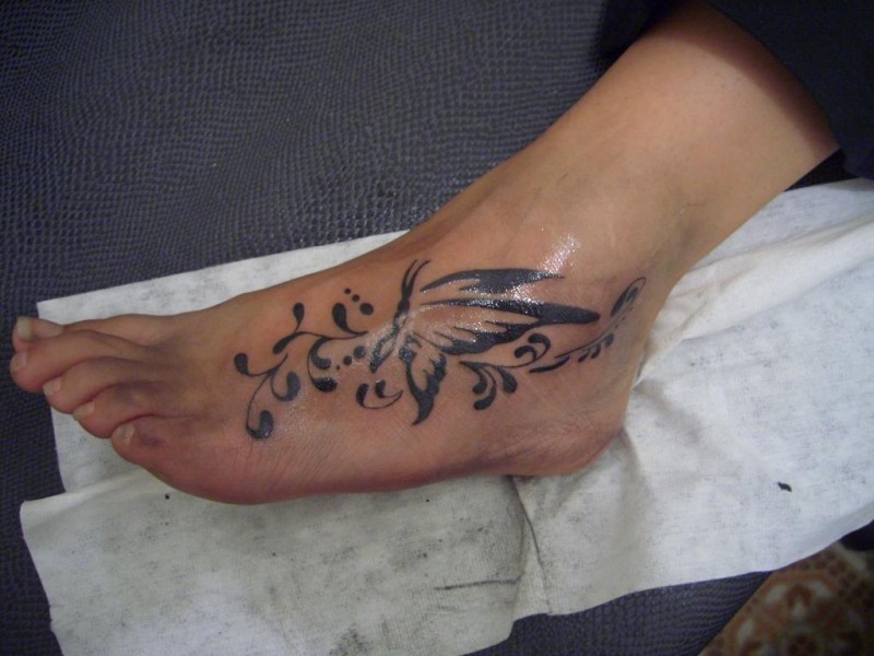 Cool Nice Butterfly Tattoo On Foot