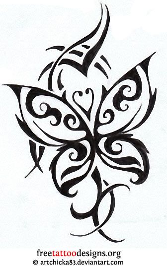 Cool Tribal Butterfly Tattoo Design