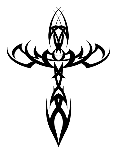 Cool Tribal Christian Cross Tattoo Design