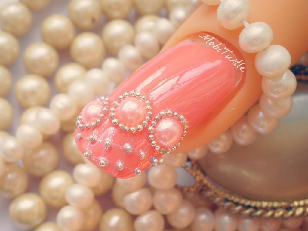 Coral Peal Beads Design Nail Art Video Tutorial