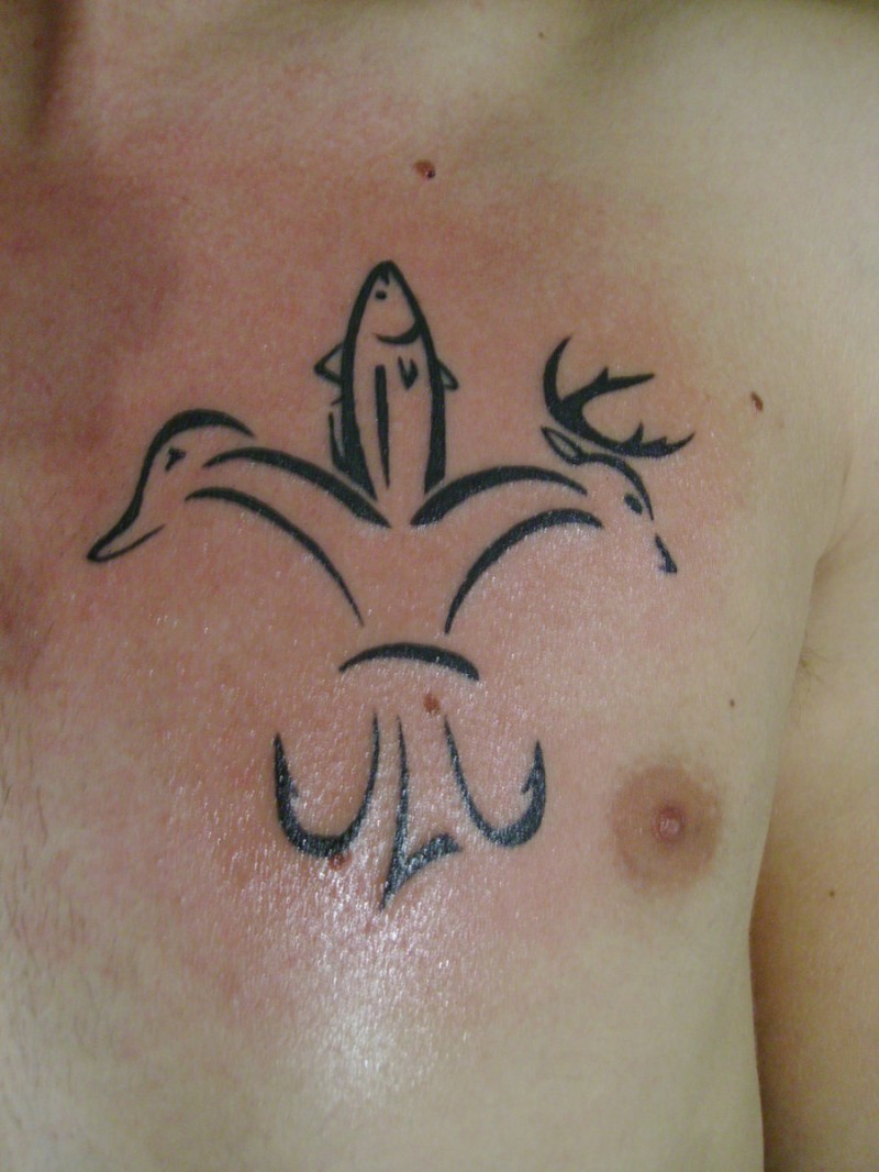 Creative Animals Fleur De Lis Tattoo On Chest For Men