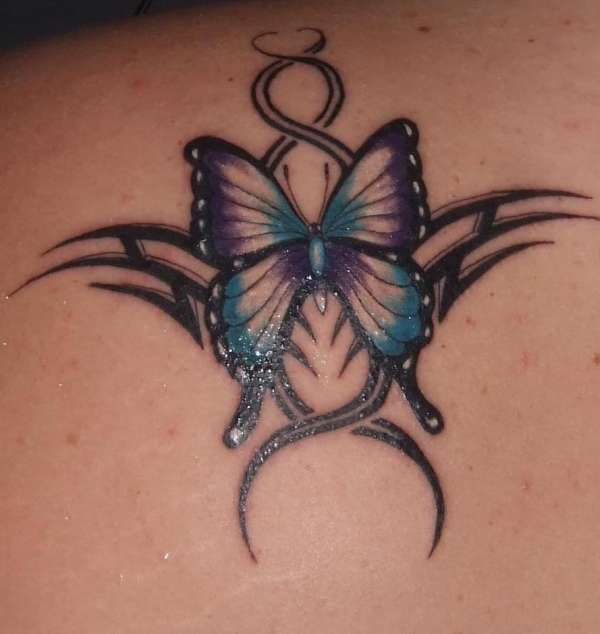 Creative Color Tribal Butterfly Tattoo