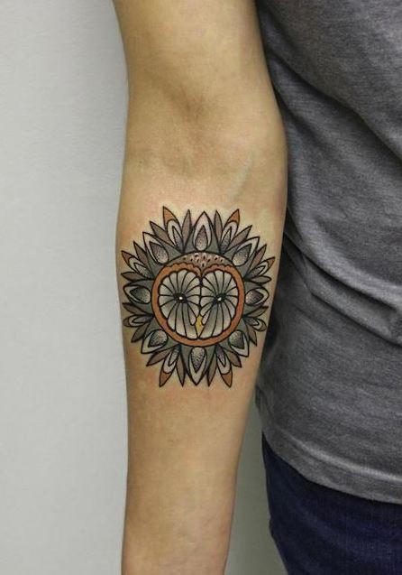 Creative Mandala Owl Tattoo On Forearm By Alice Checked